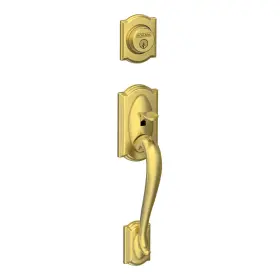 F58cam608 Schlage F58-cam Camelot Single Cylinder Exterior Entrance - Brass