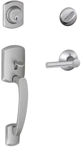 F60grw626brw Schlage F58cen622 Greenwich Entry Lever Handle And Deadbolt Lock Set - Satin