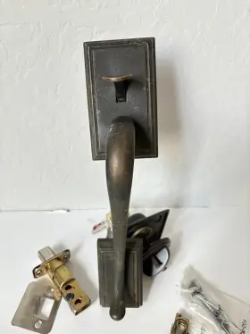 F60addlat716 Schlage Addison Sectional Single Cylinder Entry Door Handle Deadbolt Aged Bronze