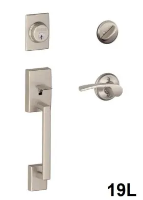 F60cen619merrh Schlage F60 Cen 619 Mer Rh Satin Nickel Century Handleset With Merano Lever