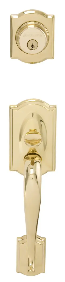 F92cam605 Schlage F92-cam Camelot Exterior One-sided Dummy Handleset - Brass