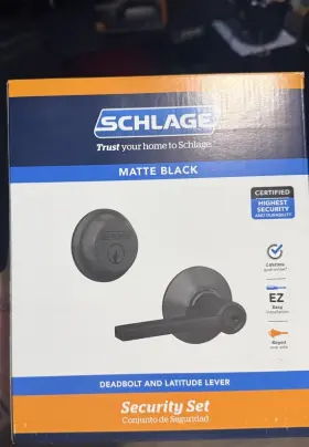 Fb60n Schlage Matte Black Deadbolt And Latitude Lever Entry Door Lock G Lat 622