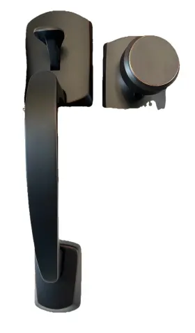 Fe285grw716bwe Schlage Greenwich Entrance Handle With Bowery Knob In Aged Bronze