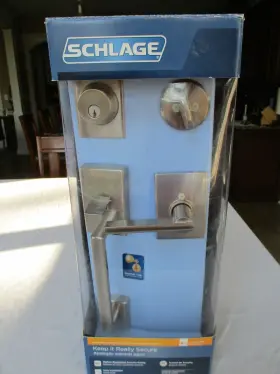 Vcen619lat Schlage New Century Satin Nickel Deadbolt Door Lock Handle Set F60 V Cen 619 Lat