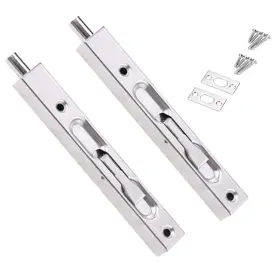 Secfanya 710731923522 2 Pcs Concealed Slide Door Lock - 8 Inch Flush Bolt Guard For French Silver