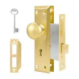 B5569 Senharvest Vintage Door Knob With Lock For Interior Doors Polished Gold Antique Brass 1