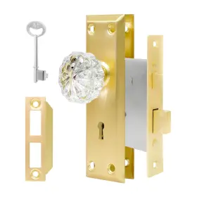 Gds-sj001 Senharvest Mortise Lock Set For Interior Door - Vintage Crystal 1 Pack Polished Gold
