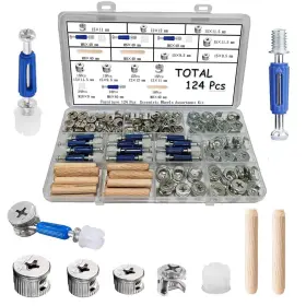 Pxl100 Sichgitzo 124 Pcs Cam Locks For Furniture Screws 3-in-1 Eccentric Hardware