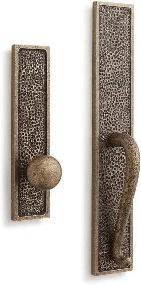 441539 Signature Hardware Traeger Hammered Style Full Plate Dummy Door Handleset