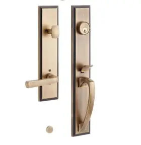 552085ab Signature Hardware Aurick Brass Lh Keyed Entry Door Lever W / Backset