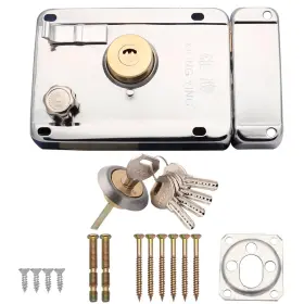Sipery 610895308725 Door Lock Sets Stainless Steel Cylinder Rim With Key 4.72x3.35inch