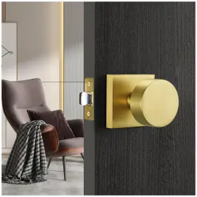 Gdk001 Snbtla Gold Door Knobs Passage Modern Satin Brass Handles Square Rosette For Inch