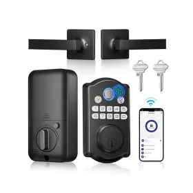 Snugspot 739642293098 Wifi Deadbolt Smart Lock With Handle Set - Fingerprint Keyless Entry Door Loc