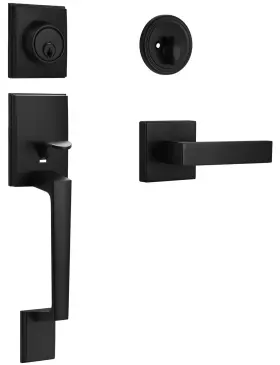 Sop-1212us Sopoby Matte Black Front Door Handle And Single Cylinder Deadbolt Combo Set E