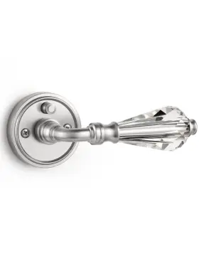 950-839a-msn-ys-1p Sorwduerm 1 Pack Brushed Nickel Glass Door Lever Privacy Crystal Levers Satin Nick
