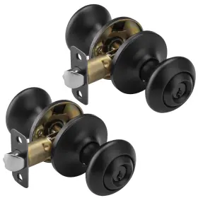 2p-5790mb-et Starpy 2 Pack Black Door Knobs Interior Keyed Alike Entry Exterior Vint