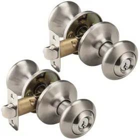 2p-5790ss-et Starpy 2 Pack Brushed Nickel Door Knobs Interior Keyed Alike Entry Knob Exteri
