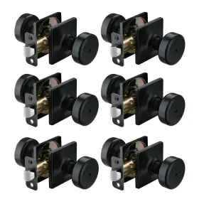 6-privacy Starpy 5770 6 Pack Black Door Knobs With Square Matt