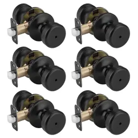 R5770mb-bk-6p Starpy Black Door Knobs Pismo Knob With Lock Privacy Handles Interior Fo