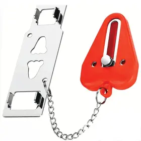 Tensaone 677222547318 Portable Door Lock And Stop Alarm Set Dual Protection Home Red