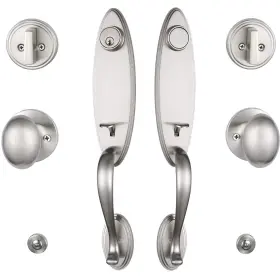 Mdhst2006sn-double Tmc Front Double Door Handleset One-piece Handle Set With Egg Konb And G