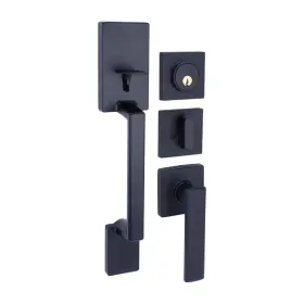 Toledo 313052878863 European Lugo Iron Black Low Profile Door Handleset Single Cylinder