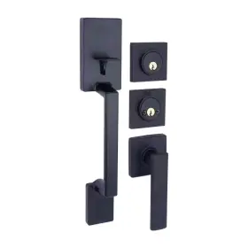 Toledo 445004361352 European Lugo Iron Black Low Profile Door Handleset Double Cylinder