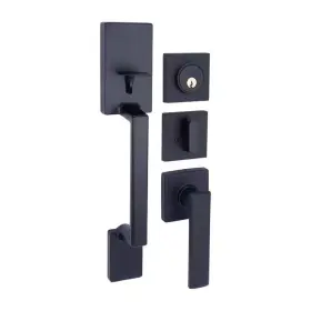 Toledo 744759172105 European Lugo Iron Black Low Profile Door Handleset Single Cylinder