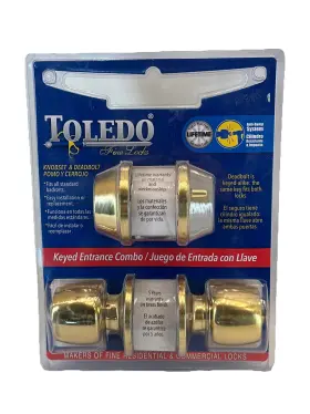 Cv1500-ma-us3 Toledo Entry Door Knob And Deadbolt Combo Set In Polished Brass Single Cylinder