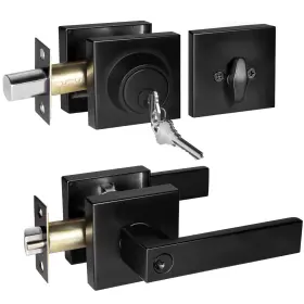 87871 Toocust Square Exterior Door Handle With Deadbolt Matte Black 1 Pack