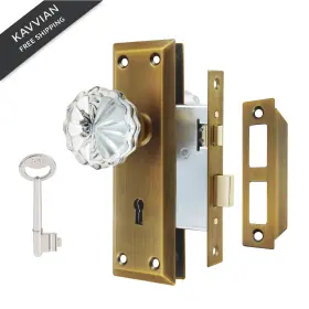 Toptotoo 635408119155 Mortise Lock Set Interior Door 1 Pack Antique Brass