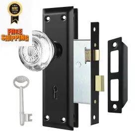 Toptotoo 635408119186 Mortise Lock Set Interior Door Glass 1 Pack Matte Black