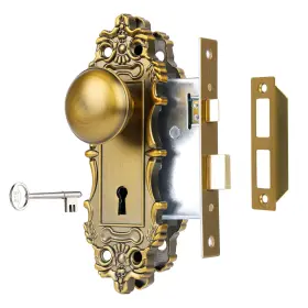 Toptotoo 635408121639 Mortise Lock Set For Interior 1 Pack Vintage Brass