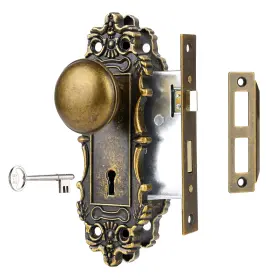 Toptotoo 635408121691 Mortise Lock Set For Interior 1 Pack Antique Brass
