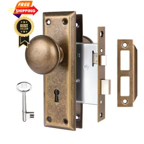 Toptotoo 635408122124 Mortise Lock Set For Interior Door 1 Pack Vintage Brass