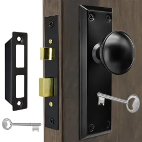 Tptieknob-b1 Tpard Antique Interior Door Knobs Mortise Lock Set With Skeleton Key Matte Black