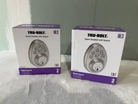 Tru-bolt 440-7001 Lot Of 2 New Tru-bolt Digital Keypad Deadbolts Satin Nickel Grade 3