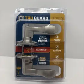 45160 Tru Guard Naples Satin Nickel Entry Door Lock Set Pick Resistant 2 Keys