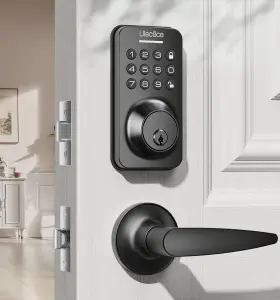 Ulecoce 717121893106 Keyless Entry Door Lock Deadblot With Handle Set Keypad Matte Black