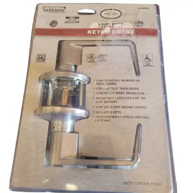 Universal 039208222990 Commercial 2-3/4 Inch Satin Chrome Standard Duty Keyed Entry Door Lever