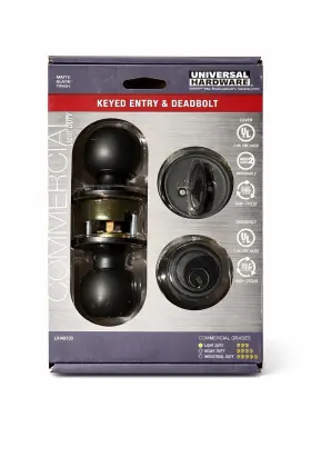 Uh40106 Universal Hardware Matte Black Keyed Entry And Deadbolt Set