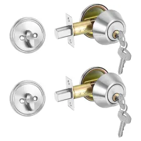 Uxcell 766549561319 2pcs Single Cylinder Deadbolts Exterior Door Locks Security Entry Knob