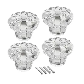 Zaplyte 609876751117 37mmx29mm Drawer Dresser Single Hole Acrylic Round Knob Pull Handle Clear 4pack