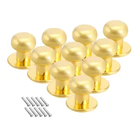 Zaplyte 609876751247 10mmx11mm Gift Jewelry Box Single Hole Round Knobs Pull Handles Gold 10pcs