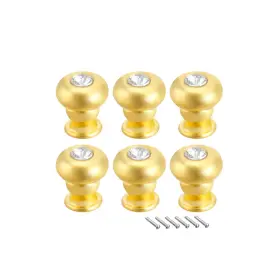 Zaplyte 609876751278 11mmx14mm Gift Jewelry Box Single Hole Round Knobs Pull Handles Gold 6pcs