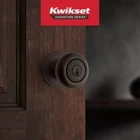 Kwikset Hancock Keyed Entry Door Lock Smartkey Venetian Bronze / Satin Nickel New. Price: $19.95.