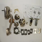 Schlage Camelot F62 619 Double Deadbolt Entry Georgian Knob Satin Nickel Open. Price: $73.50.