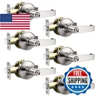 Lepushom Privacy Door Handle W/ Lock, Keyless, Satin Nickel, 6 Pack New. Price: $102.64.