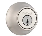 Kwikset 660 Satin Nickel Single Cylinder Deadbolt Featuring Open. Price: $14.99.