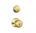 Schlage Plymouth Bright Brass Double Cylinder Deadbolt And Entry Knob Combo Pack Open. Price: $34.99.